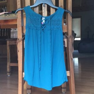 Blue tie up Tank Top